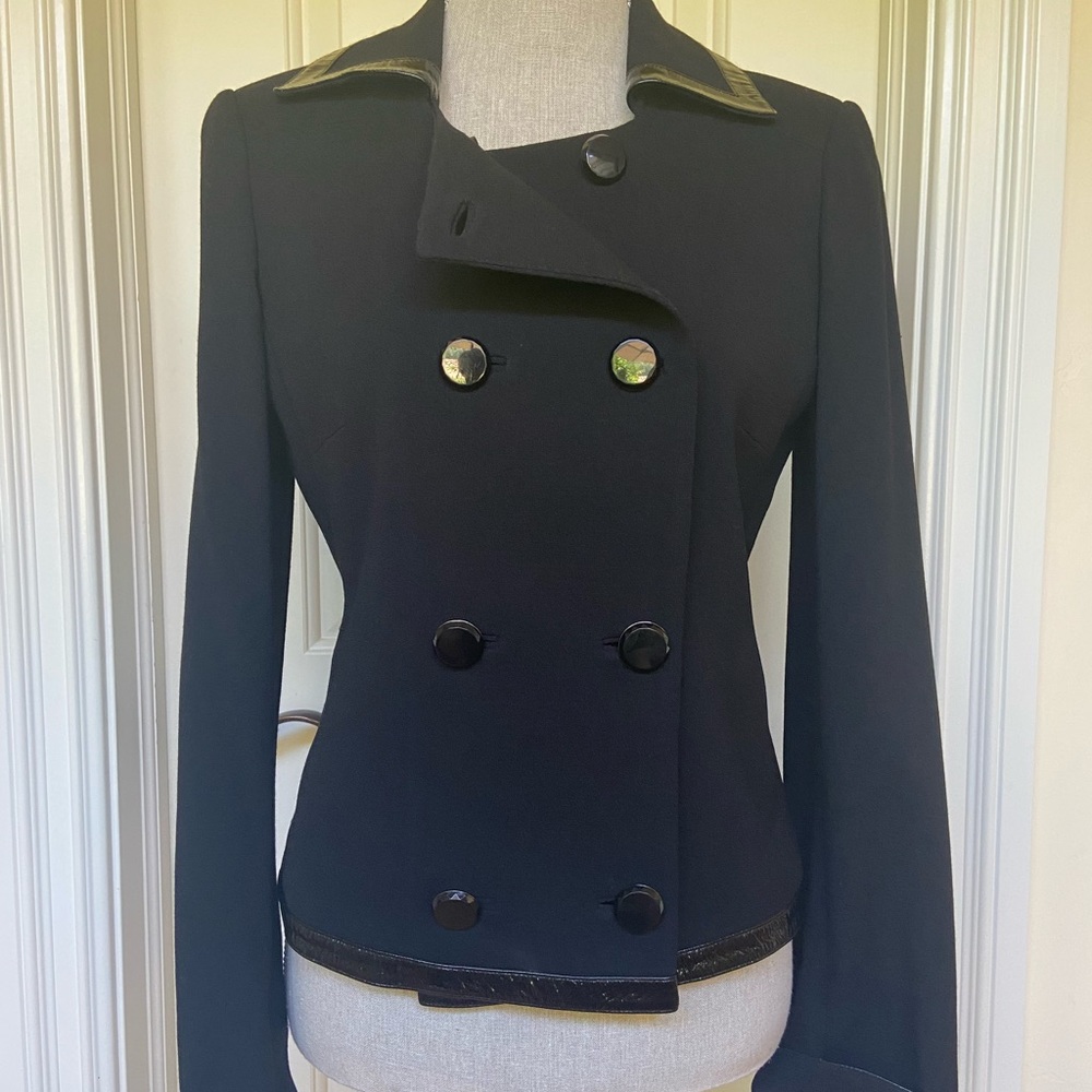 Ted Baker Working Title Wool Jacket with Leather trim sz 6 (TB 3)